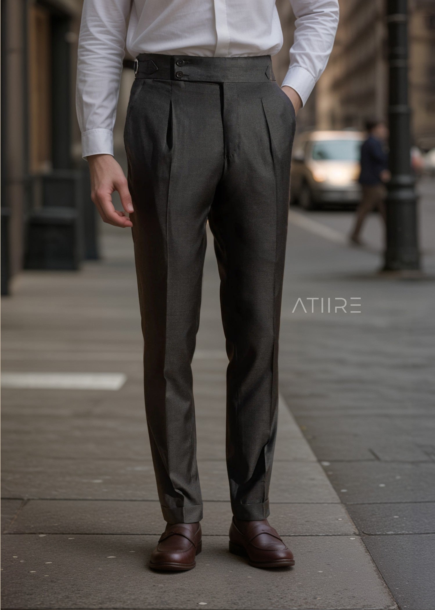 BLACK SIGNATURE BUTTONED GURKHA PANTS
