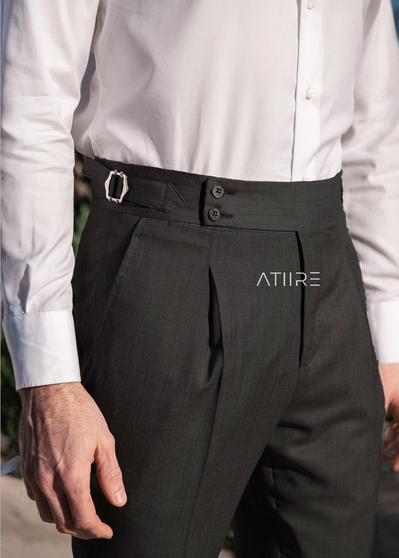 BLACK SIGNATURE BUTTONED GURKHA PANTS