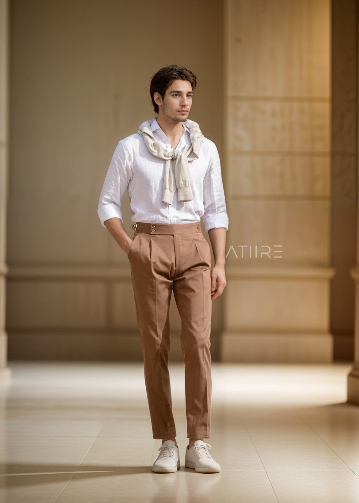 CAMEL SIGNATURE BUTTONED GURKHA PANTS
