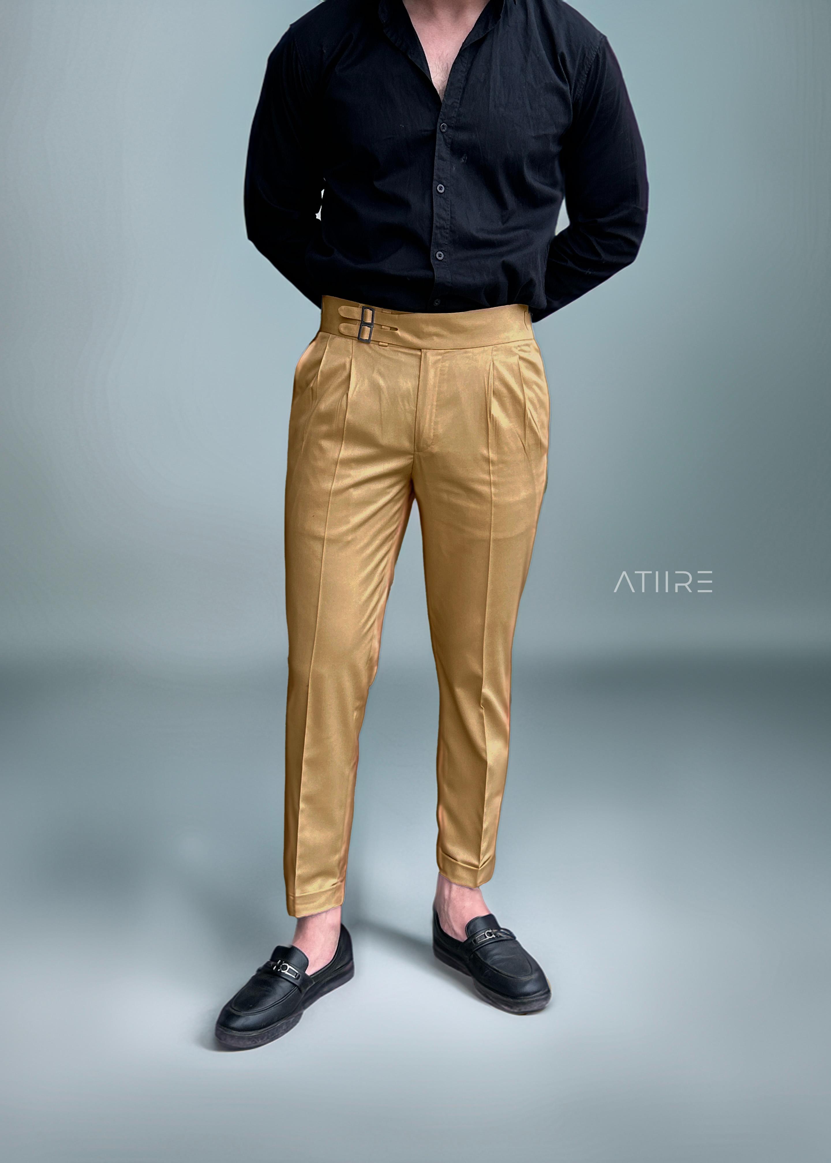 CAMEL BROWN DOUBLE PLEATED BUCKLE GURKHA PANTS