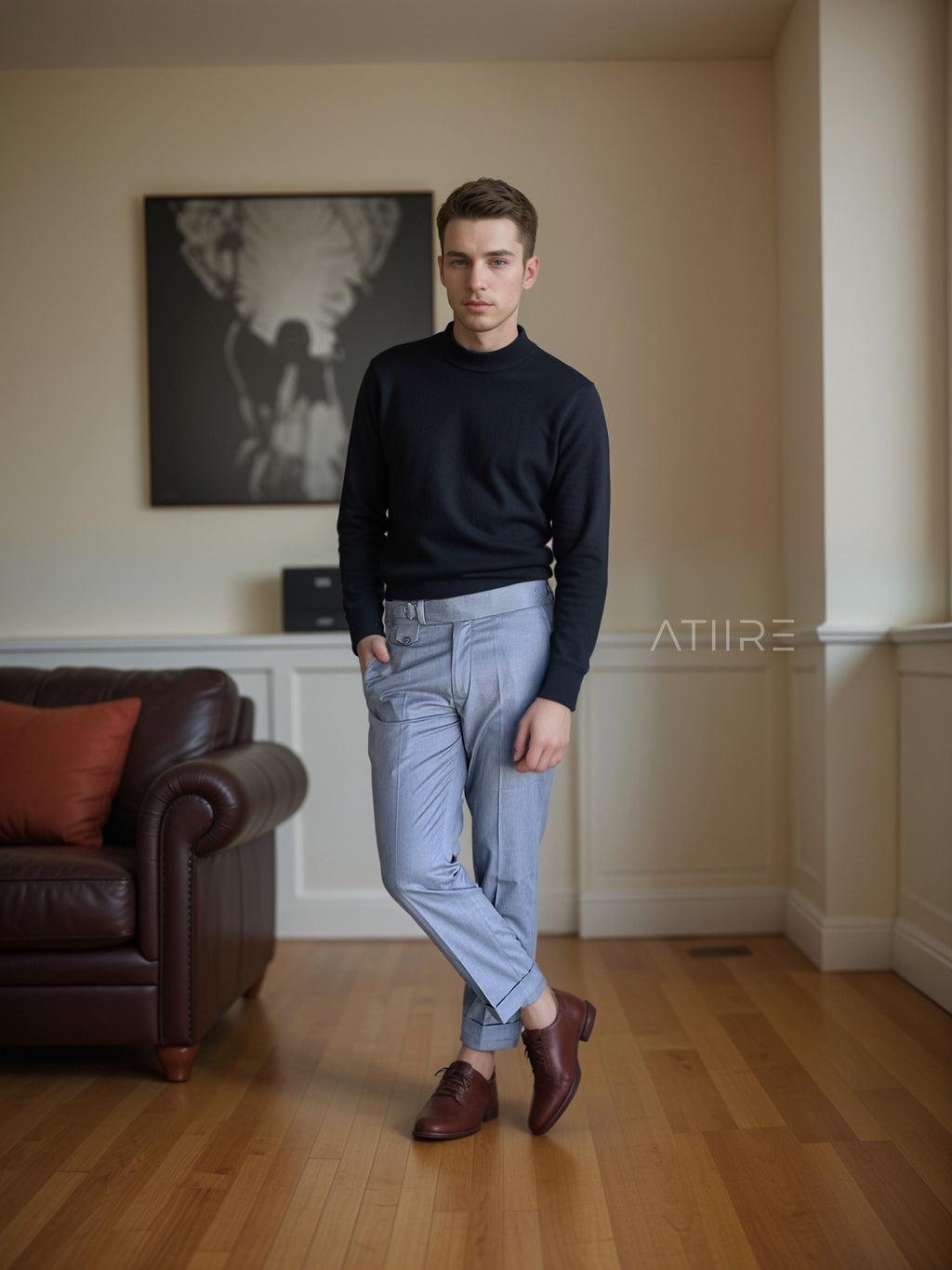 ASH GREY SINGLE PLEATED BUCKLE GURKHA PANTS