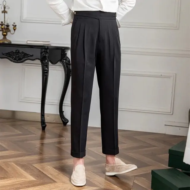 BLACK CLASSIC BUTTONED GURKHA PANTS